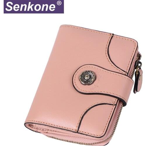 Women Zipper Hasp Short Wallet Credit Card Holder Genuine Leather Wallet Female Coin Pocket Moneybag Bifold Purse Vintag Wallets