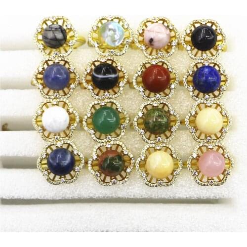 2020 Fashion Jewelry Wedding Ring Natural Stone Round Bead Ring Silver Plated Free Shipping Womens Jewelry Wedding Ring