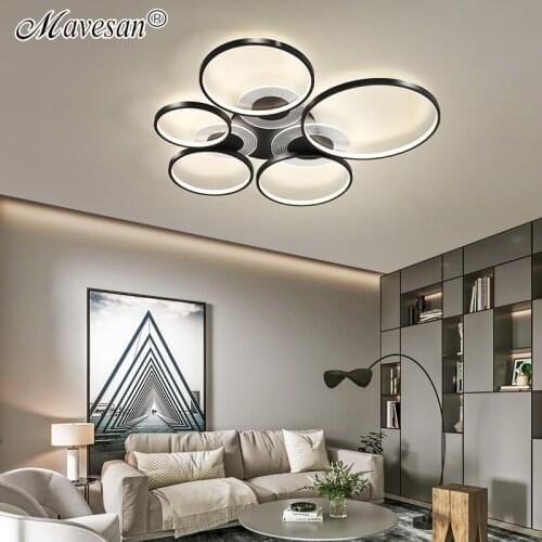 1/3/5 Rings LED Chandeliers Gold/Black For Dining Room Bedroom Bistro Studyroom Indoor Home Aluminum Lamps AC90-260V Fixtures