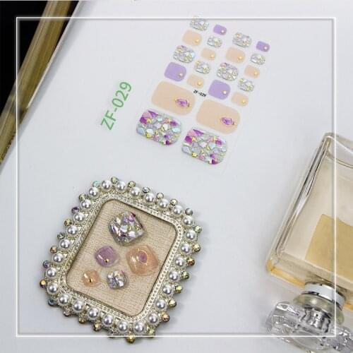 1 Sheet Toe Nail Stickers Full Cover Nail Art Toenail Glitter 5D Diamonds Applique Designs Creative Nail Decoration 22tips