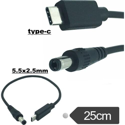 1pcs USB 3.1 Type C Male to DC 5.5mm x 2.5mm Male Power Jack Extension Adapter Charge Charging Cable Cord