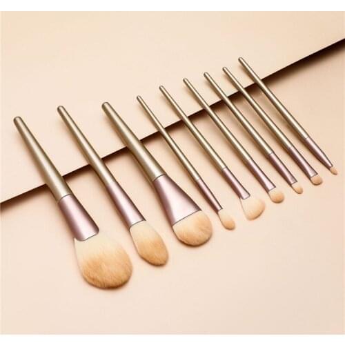 10pcs/set champagne Makeup Brushes Set Foundation Powder Blush Eyeshadow Concealer Lip Eye Make Up Brush Beauty Tools T10200