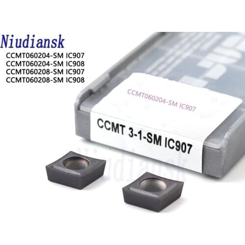 10PCS CCMT060204 SM IC907 IC908 Carbide Inserts Internal Turning Tool Knife Blades CCMT060208 CNC Lathe Metal Cutter Tools