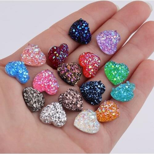 50Pcs Flatback Loose Heart Shaped Charms Crystals Inserted Flatback Pixie 16 Colors Rhinestone For DIY Manicure Gems Decoration