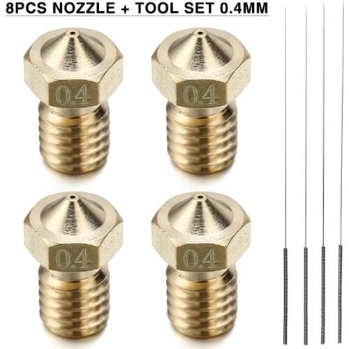 8pcs Nozzle Cleaning Tool Set 0.4mm Nozzle Accessory Extruder Brass Nozzle Thread 3D Printer For Anycubic i3 Mega / MEGA-S