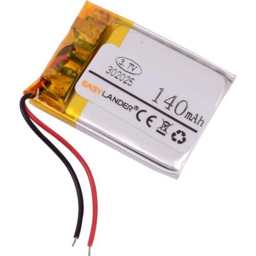 302025 3.7V 140mAh Rechargeable li Polymer Li-ion Battery For bluetooth headset mp3 mp4 Watch GPS PSP LED light lampe 032025