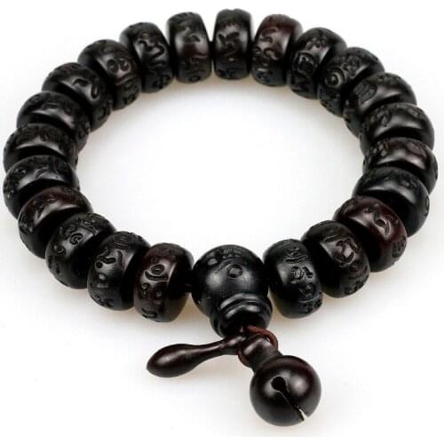 Natural Wood Tibetan Buddhist Mala Bracelet Lightning Stroke Jujube Beads Meditation Men Mantra Bracelet Women Yoga Jewelry
