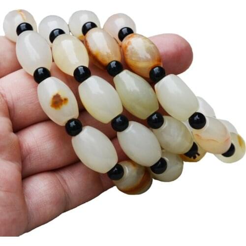 Drop Shipping Men Nephrite Bracelets Bangles Afghanistan Jade Bracelets Hand String Gift for Womens Fine Jewerly