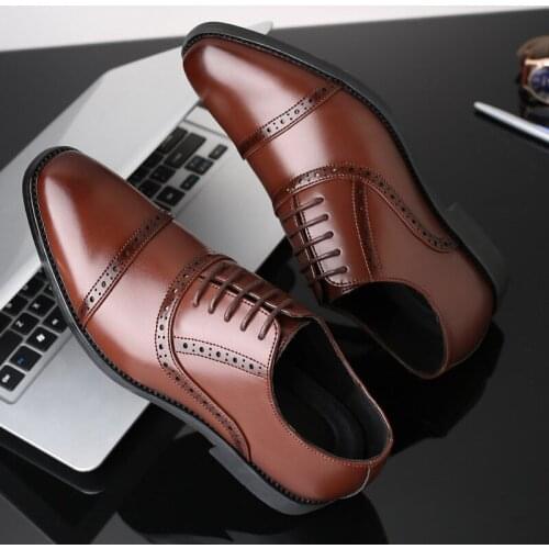 Brogue Shoes Men Formal Italian Brand Business Shoes Men Oxford Leather Coiffeur Brown Dress Elegant Shoes For Men Erkek Ayakkab