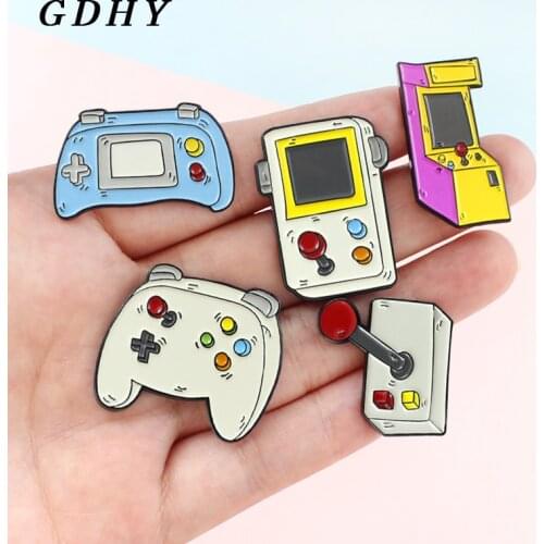 GDHY Retro Arcade Enamel Brooch desktop Bartop game Game Pins video game badge handle controller Gameboy Button Brooches Jewelry