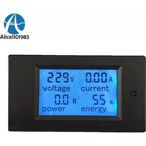 AC 80-260V 20A Digital LCD Voltmeter Ammeter Panel Power Energy Meter Blue Backlight Dual Measuring AC Voltage Current Max