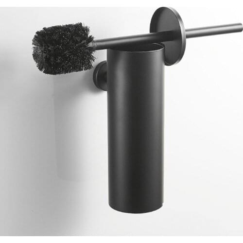 Bathroom Toilet Brush Holder Matt Black, 304 Stainless Steel Toilet Brush Wall Mounted for Bathroom Storage and Organization