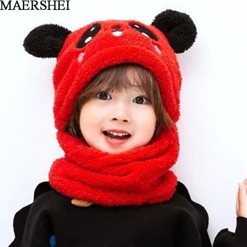 Kids Winter Hats Ears Girls Boys Children Warm Caps Scarf Set Baby Bonnet Enfant Knitted Cute Hat for Girl Boy