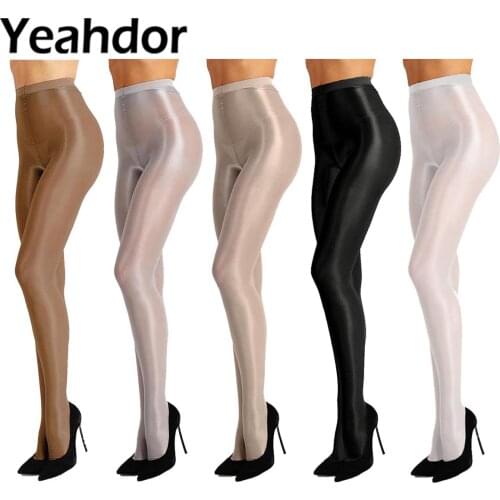 Women Shiny Pantyhose Tights Leggings Control Top Ultra Shimmery Elastic Stretch 70D Thickness Footed Glossy Silk Long Stockings