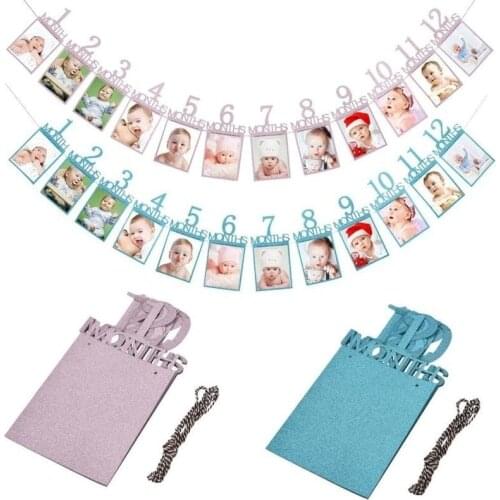 6inch Photo Folder Kids Birthday Gift Decorations 1-12 Month Photo Banner Monthly Photo Wall Happy Birthday Baby Birthday Party