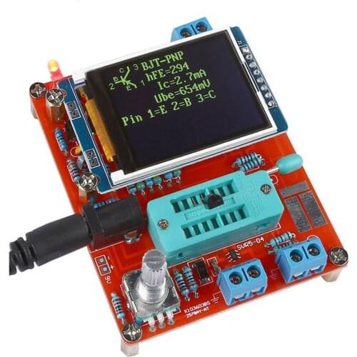 GM328 Red Black Transistor Tester LCR Diode Capacitor ESR Voltage Frequency Meter PWM LCR Meter Full Color Illustration Voltmete
