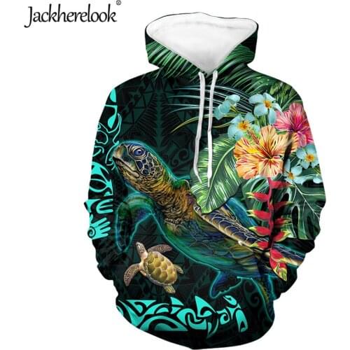 Jackherelook Women Hoodies Casual Long Sleeve Hawaii Turtle Polynesian Tribal Hibiscus Print Warm Clothing Harajuku Sweatshirts