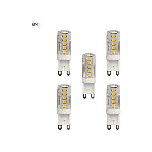 IWHD 5pcs/lot G9 Ceramics LED Bulb Dimmable 2W 110V-220V G9 LED Bulb LED Bi-pin Corn Lights Cover High Bright Spotlight