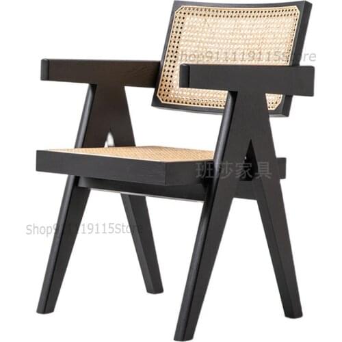 Rattan Chair Leisure Chair Balcony Table Chair Nordic Solid Wood Armchair Armchair Single Cool Chair Dining Chair Household