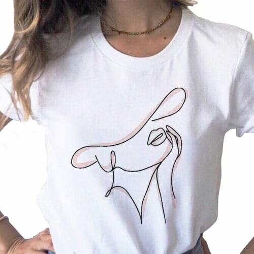 Summer Cartoon Elegant Ladies print ladies Top T-shirt casual basics O-collar white shirt short sleeve ladies Tshirt,Drop Ship
