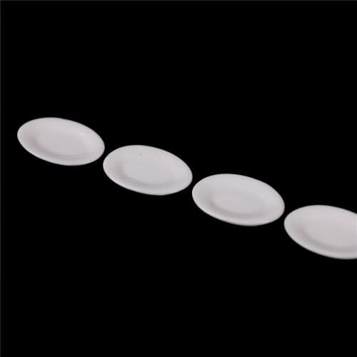 4Pcs/lot White 1/12 Or 1/6 Scale Dollhouse Miniature Ceramic Dishes Plate Tableware Decor Accessories