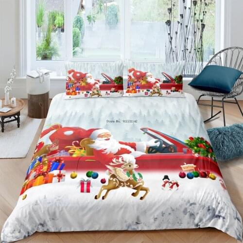 Fashion White Background Snowman Print Bedding Set Christmas Pattern Down Quilt Cover Pillowcase Girls and Boys Bedding