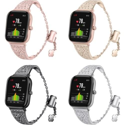 Fashion Metal Crystal Watch Strap Watch Band for Samsung 42/Active For Garmin Move /Vivomove HR For Huami GTS Wristband Strap