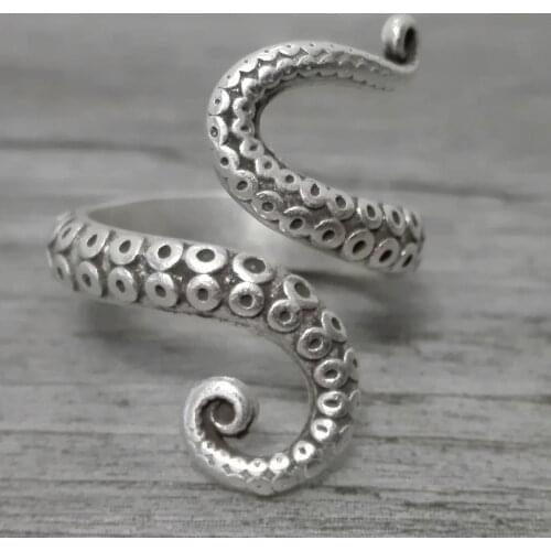 Trendy Male Female Octopus Small Ring Dainty Silver Color Wedding Rings For Women Men Hip Hop Open Thin Engagement Ring