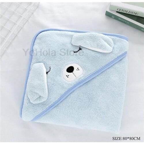 Cartoon Dog Baby Bathrobe Cute Animal Baby Blanket Kids Hooded Bathrobe Toddler Baby Super Soft Bath Towel Newborn Baby Blanket