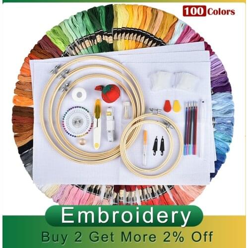 50/100 Colors Embroidery Circles Set Embroidery Thread Sewing Tool Adjustable Skein Punch Needle DIY Sewing Accessories