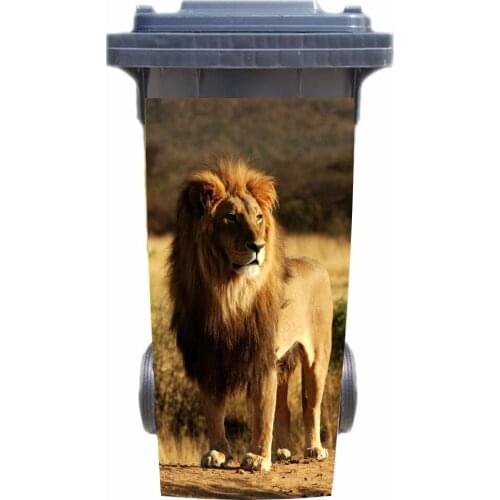 DIY modern Prairie Lion Adhesive Removable Waterproof Sticker Decals Rubbish bin trash can Cover sticker 120liter 240liter