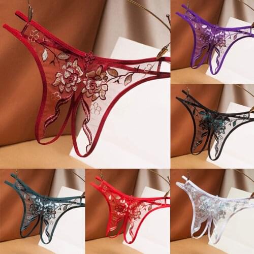 Underwear for ladies thong fashion sexy charming comfortable underwear thong lace pants ladies Briefs open underwear Lingerie