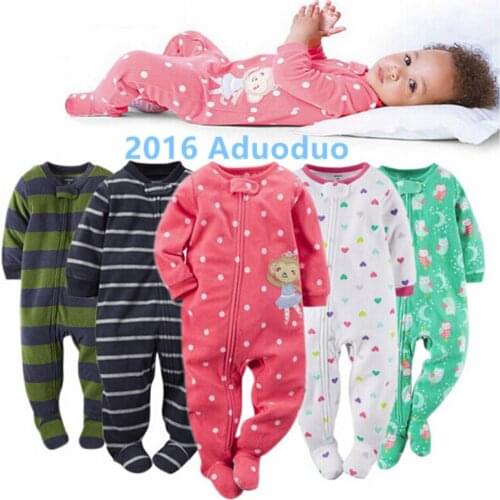 2016 new baby girl clothes , soft fleece kids one pieces Jumpsuits Pajamas newborn infant girl boys clothes baby costumes bebes