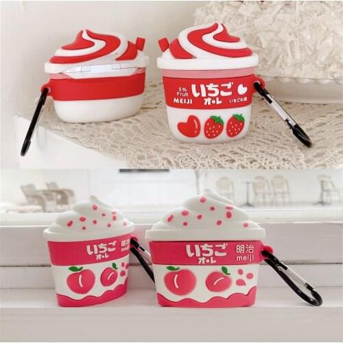 NEW case For Airpods Pro 3D juicy peach strawberry Ice Cream Cup Cases for Apple Air pods 2 1 Wireless Earphone Protector Cover