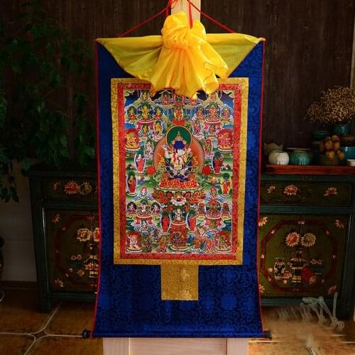 Wholesale Buddhist supplies--120CM LARGE--Tibetan Buddhism ART silk Hewa Wenwu Baizun Buddha Thang-ga Thangka Buddha painting