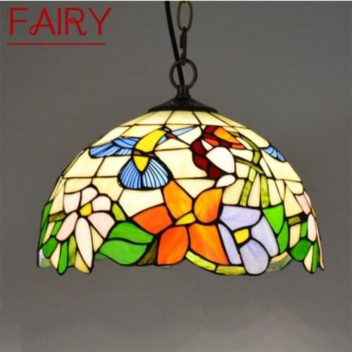 FAIRY Tiffany Pendant Light Contemporary LED Lamp Flower Figure Fixtures For Home Dining Room Decoration