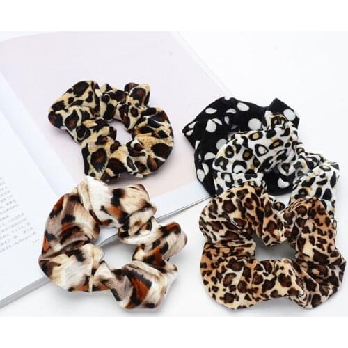 Fashion Girls/Women Velvet Hair Accessories Leopard print DotTie Scrunchie Elastic Ponytail Holder Hair Elastic Bands