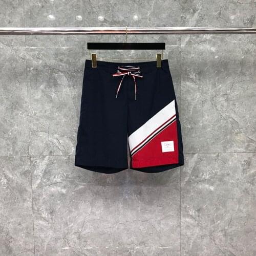 2021 Luxury Men Shorts Summer Casual Beach TB Solid Striped Half Sleeve Pants Five Point Fashion Quick Dry Swimming High Quality