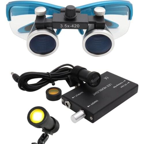 2.5X/3.5X Dental Loupe Dental Lab Medical Loupe Dental Magnifier Set with 5W Headlight Filter