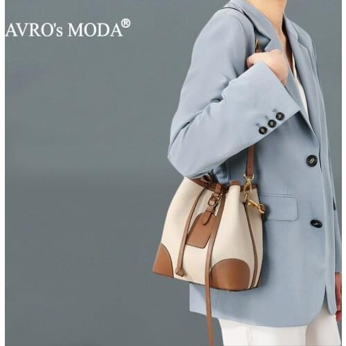 AVROs MODA Fashion Handbags Women Genuine Leather Shoulder Bags For Ladies Retro Casual Crossbody Messenger Designer Bucket Bag