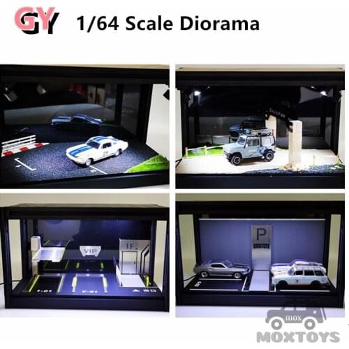 GYES 1:64 Led Lights Diorama Parking Garage w/Acrylic Cover
