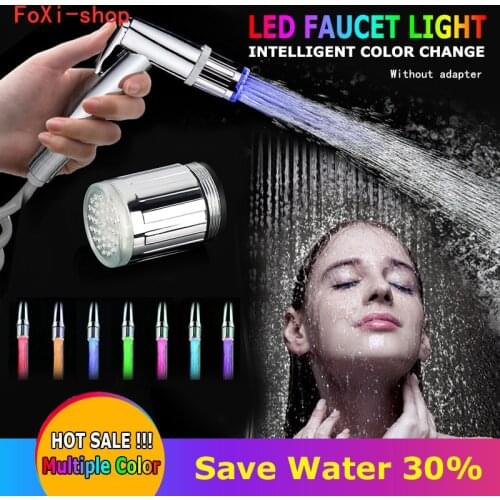 Light-up LED Kitchen Water Faucet Temperature Sensor Bathroom Shower Faucet Water Saving Luminous Nozzle Head Home Accessories