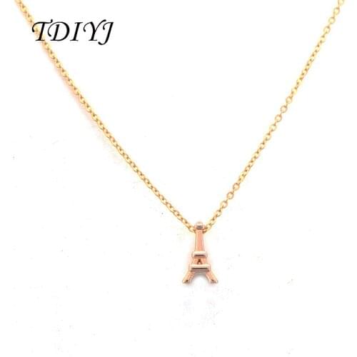 TDIYJ Luxury Gold Eiffel Tower Pendant Charm Necklace Women Fashion Jewelry Keeper Charms Necklace 1PCS