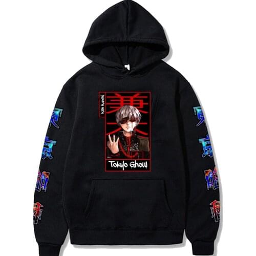 Tokyo Ghoul Unisex Hoodies Japanese Anime Kaneki Ken Printed Mens Hoodie Streetwear Casual Sweatshirts