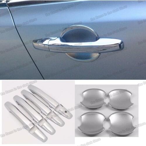 Lsrtw2017 carbon fiber abs car door handle bowl chrome trims for honda civic 2006 2007 2008 2009 2010 2011 8 accessories auto