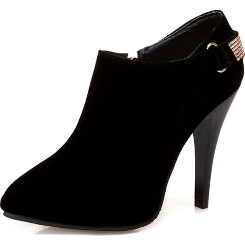 Ladies high heels women shoes woman pumps Metal decoration with pointed fine heel suede