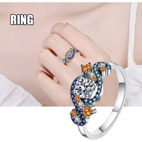 Round Cut Sterling Silver Jewelry S925 Simulation Moissan Diamond Ring for Women Girl BH