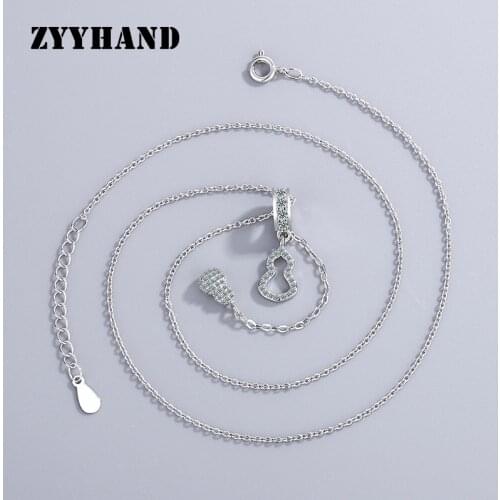 Platinum-Plated Women Clean Stone Necklace Gourd Shape Cross Chain Copper Alloy AAA Zircon Pendant Lady Neck Jewelry