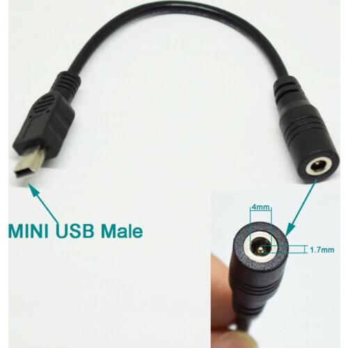 1pc 16cm DC Power Supply Female 4.0 x 1.7mm to Mini USB 5 Pin Male Adapter Cable