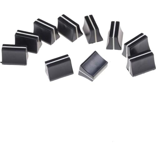 10pcs Slide Potentiometer Mixer Fader Knob 19mmLx12mmW for 4mm Shaft WF Switch Cap Black